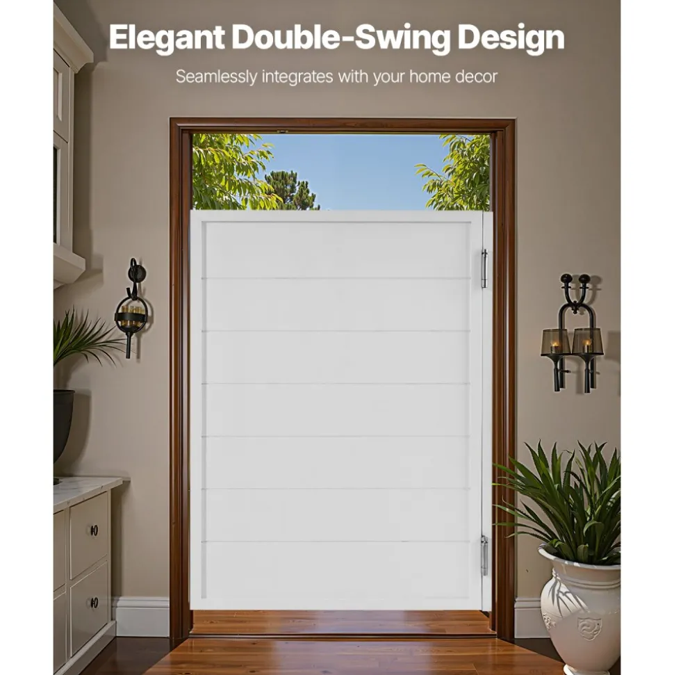 VEVOR Saloon Doors, 32"W x 42" H Single Swinging Cafe Interior Doors, Square Design Premium Pine Wood, with Hinges & Hardware Kit, Easy to Install, for Hallway Kitchen Bar Pub Entrance, White