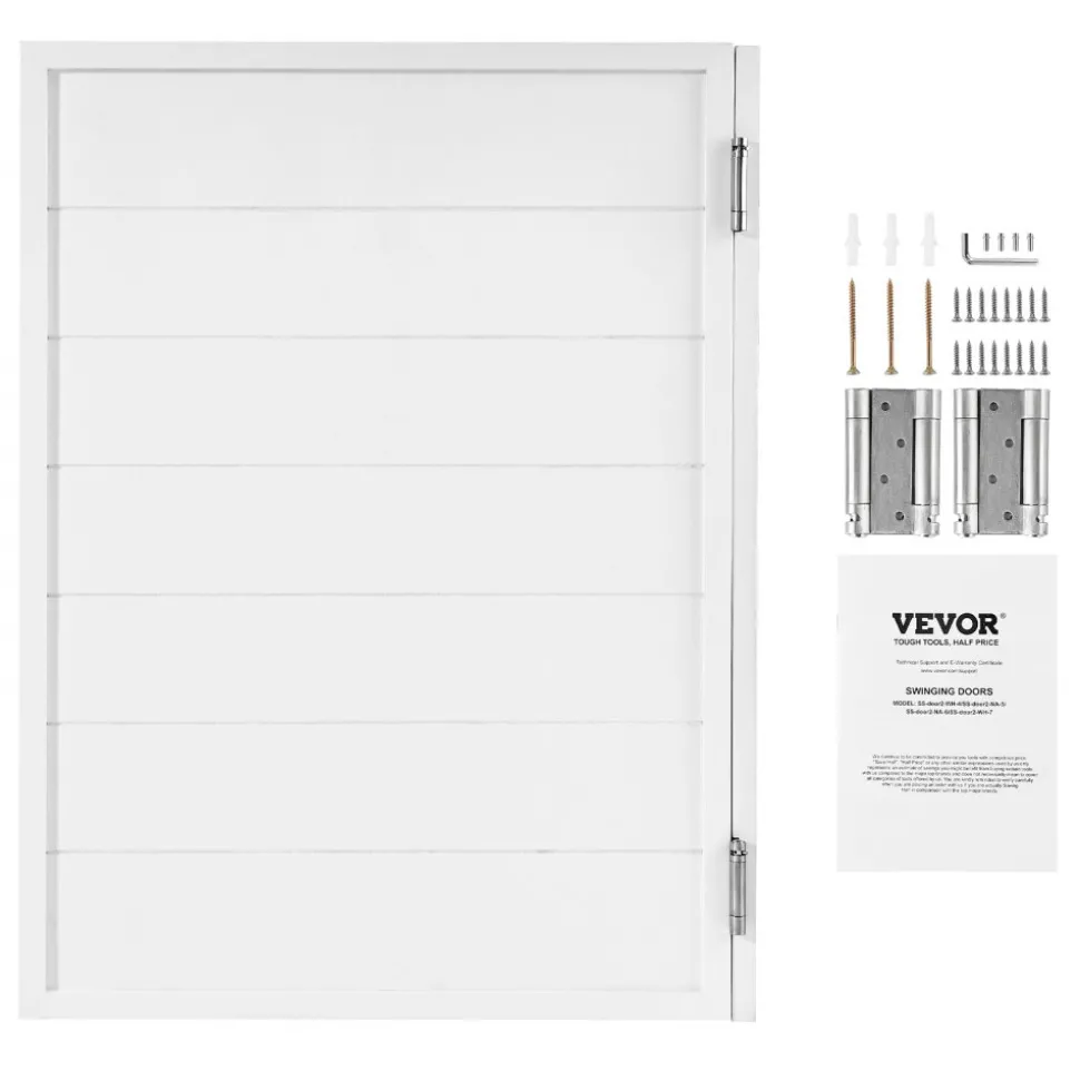 VEVOR Saloon Doors, 32"W x 42" H Single Swinging Cafe Interior Doors, Square Design Premium Pine Wood, with Hinges & Hardware Kit, Easy to Install, for Hallway Kitchen Bar Pub Entrance, White