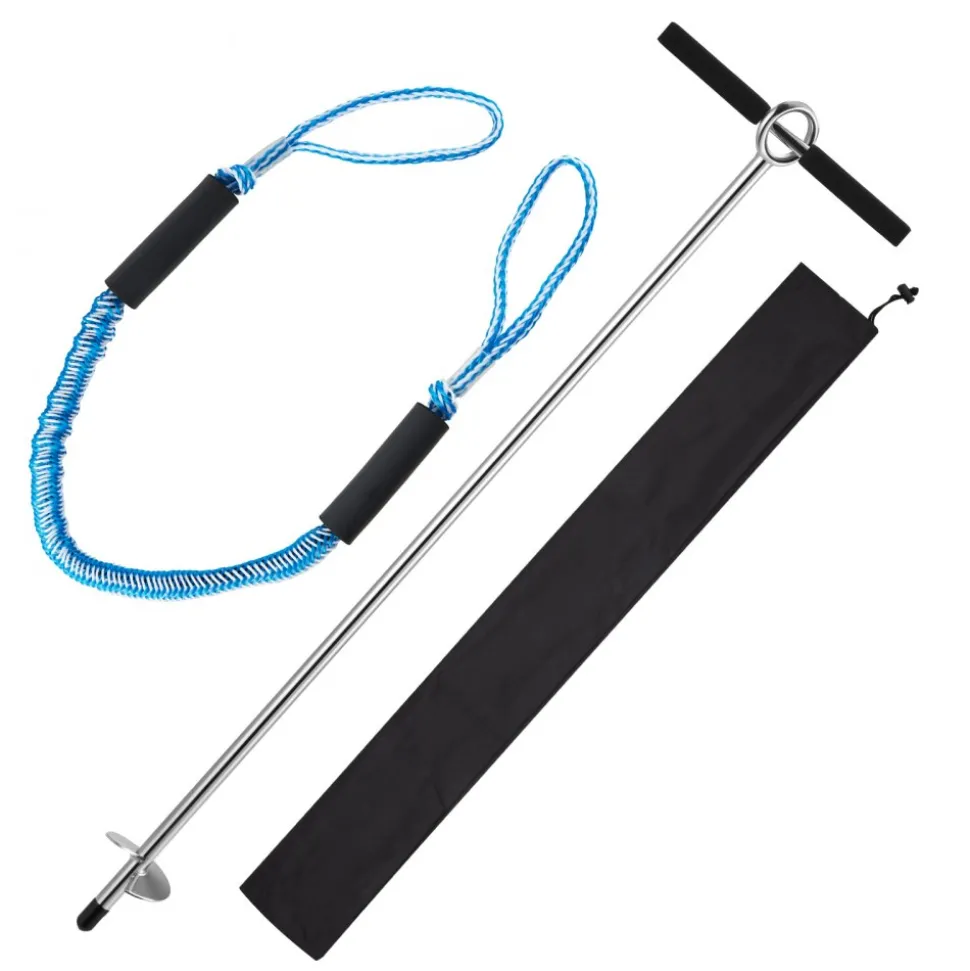 VEVOR Sand Anchor, 36 in Stainless Steel Beach Anchor, Screw in Sand Boat Anchors with Spiral Blade, Shallow Water Boat Auger Anchors, for Securing Jet Ski PWC Pontoon Kayak on Beaches and Sandbars