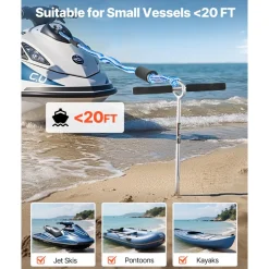 VEVOR Sand Anchor, 18 in Stainless Steel Beach Anchor, Screw in Sand Boat Anchors with Spiral Blade, Shallow Water Boat Auger Anchors, for Securing Jet Ski PWC Pontoon Kayak on Beaches and Sandbars