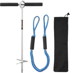 VEVOR Sand Anchor, 18 in Stainless Steel Beach Anchor, Screw in Sand Boat Anchors with Spiral Blade, Shallow Water Boat Auger Anchors, for Securing Jet Ski PWC Pontoon Kayak on Beaches and Sandbars