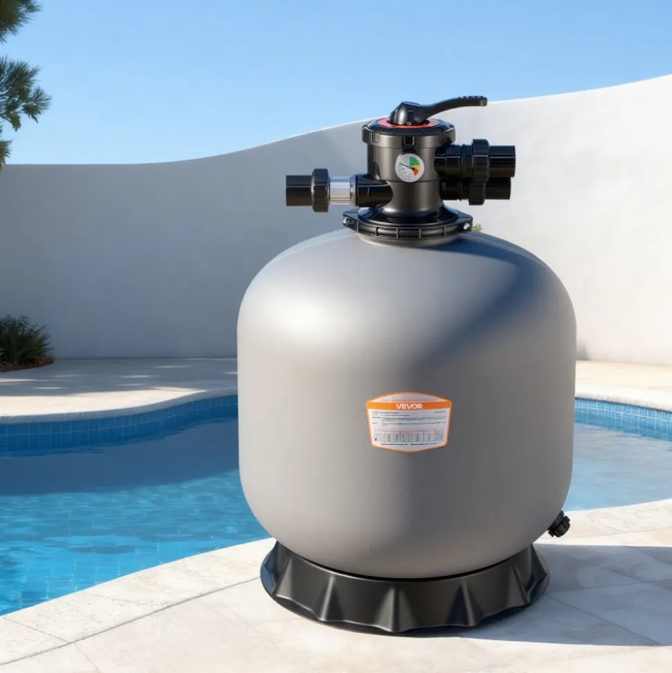 VEVOR Sand Filter, 24-Inch, 65 GPM Above Inground Swimming Pool Sand Filter System, with 7-Way Multi-Port Valve, Backwash, Rinse, Recirculate, Waste, Winter, Closed Modes, for Above In Ground Pools