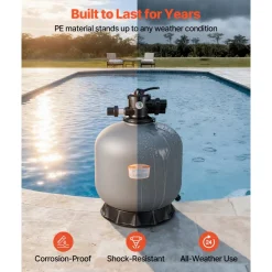 VEVOR Sand Filter, 24-Inch, 65 GPM Above Inground Swimming Pool Sand Filter System, with 7-Way Multi-Port Valve, Backwash, Rinse, Recirculate, Waste, Winter, Closed Modes, for Above In Ground Pools