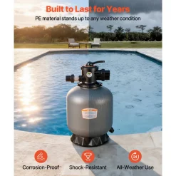 VEVOR Sand Filter, 18-Inch, 40 GPM Above Inground Swimming Pool Sand Filter System, with 7-Way Multi-Port Valve, Backwash, Rinse, Recirculate, Waste, Winter, Closed Modes, for Above In Ground Pools