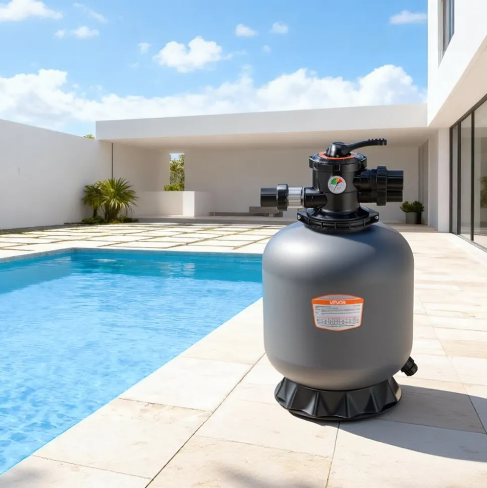 VEVOR Sand Filter, 18-Inch, 40 GPM Above Inground Swimming Pool Sand Filter System, with 7-Way Multi-Port Valve, Backwash, Rinse, Recirculate, Waste, Winter, Closed Modes, for Above In Ground Pools