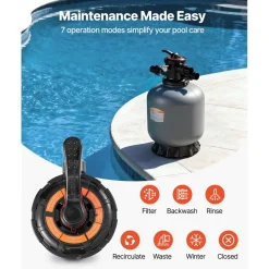VEVOR Sand Filter, 18-Inch, 40 GPM Above Inground Swimming Pool Sand Filter System, with 7-Way Multi-Port Valve, Backwash, Rinse, Recirculate, Waste, Winter, Closed Modes, for Above In Ground Pools