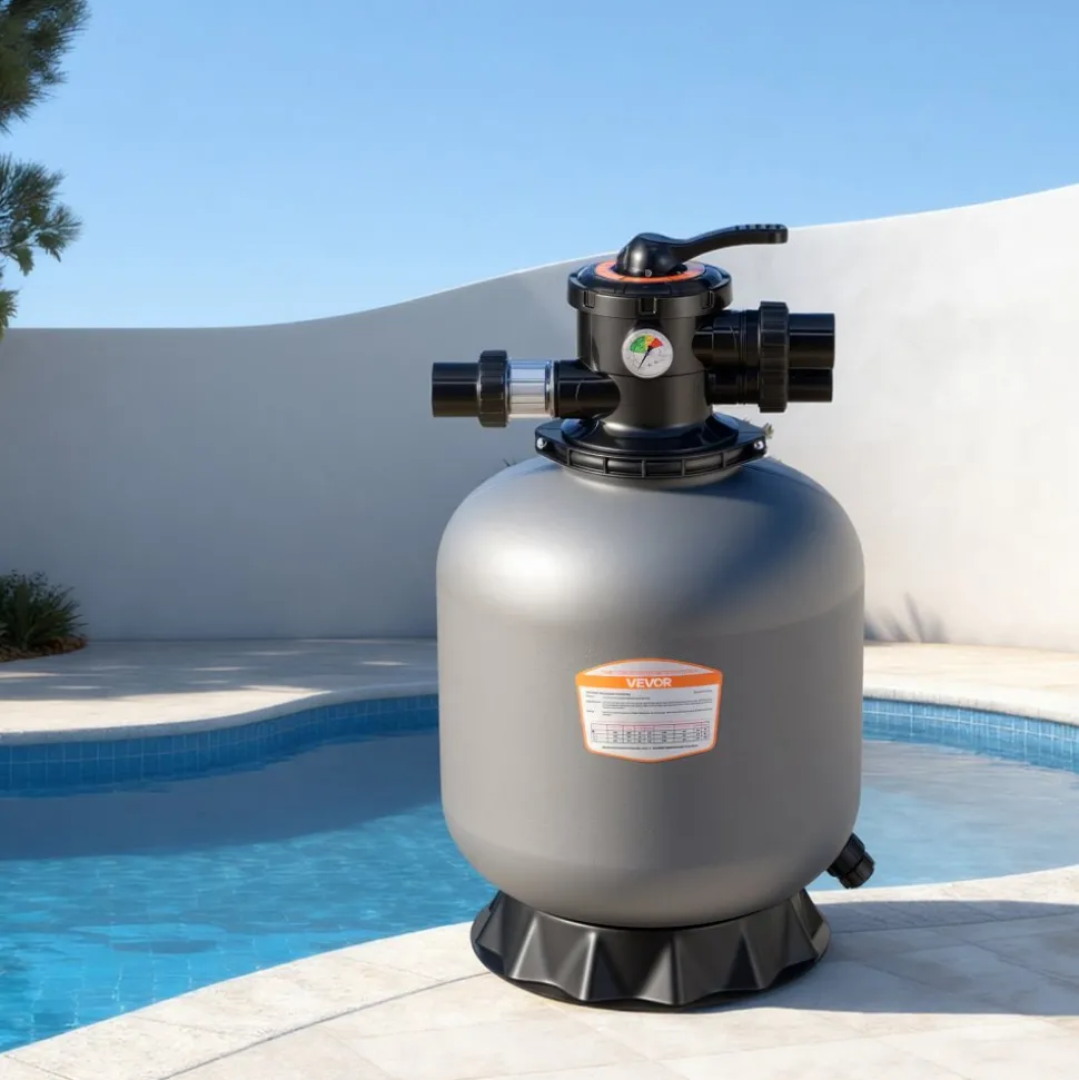 VEVOR Sand Filter, 18-Inch, 40 GPM Above Inground Swimming Pool Sand Filter System, with 7-Way Multi-Port Valve, Backwash, Rinse, Recirculate, Waste, Winter, Closed Modes, for Above In Ground Pools