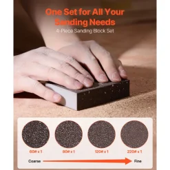 VEVOR Sanding Sponge, 10 Pcs, 60/80/120/180/220 Grit Assortment(2 Each), Washable and Reusable Sanding Blocks for Dry & Wet Use, Coarse to Fine Sandpaper Blocks, for Drywall Wood Metal Furniture