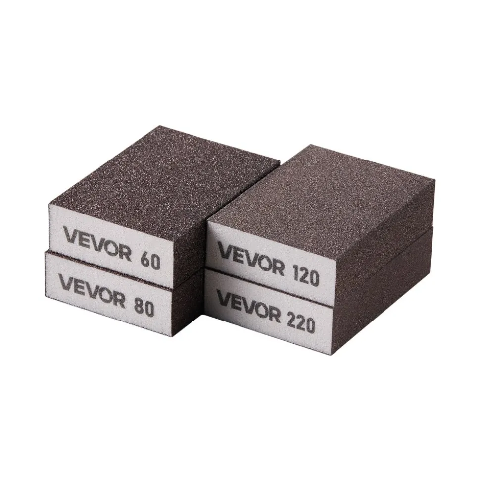 VEVOR Sanding Sponge, 10 Pcs, 60/80/120/180/220 Grit Assortment(2 Each), Washable and Reusable Sanding Blocks for Dry & Wet Use, Coarse to Fine Sandpaper Blocks, for Drywall Wood Metal Furniture