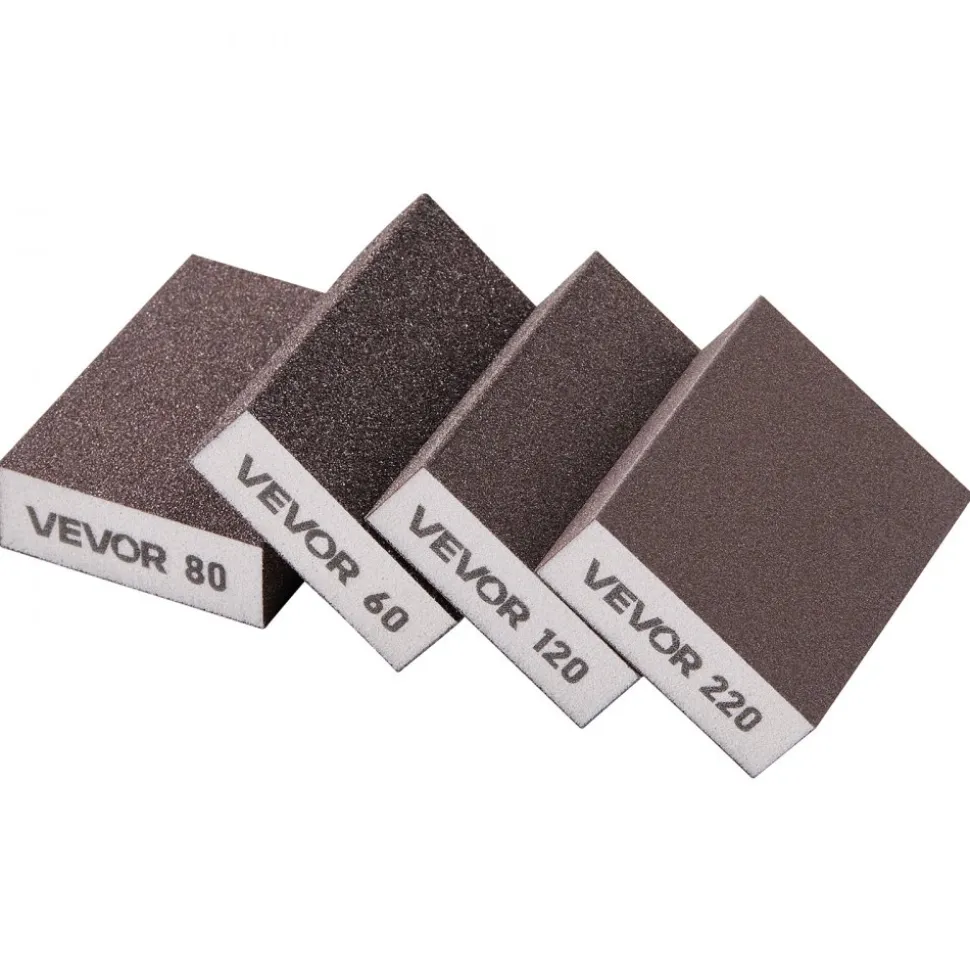 VEVOR Sanding Sponge, 10 Pcs, 60/80/120/180/220 Grit Assortment(2 Each), Washable and Reusable Sanding Blocks for Dry & Wet Use, Coarse to Fine Sandpaper Blocks, for Drywall Wood Metal Furniture
