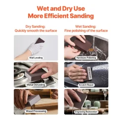 VEVOR Sanding Sponge, 10 Pcs, 60/80/120/180/220 Grit Assortment(2 Each), Washable and Reusable Sanding Blocks for Dry & Wet Use, Coarse to Fine Sandpaper Blocks, for Drywall Wood Metal Furniture