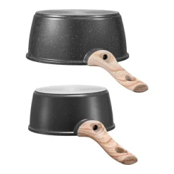 VEVOR Saucepan Set, 1.5 QT & 2.5 QT Nonstick Saucepan with Glass Lids, Multipurpose Cooking Sauce Pots with Detachable Handles, Sauce Pan Kitchen Cooking Pot with Coating, Induction Compatible, Black