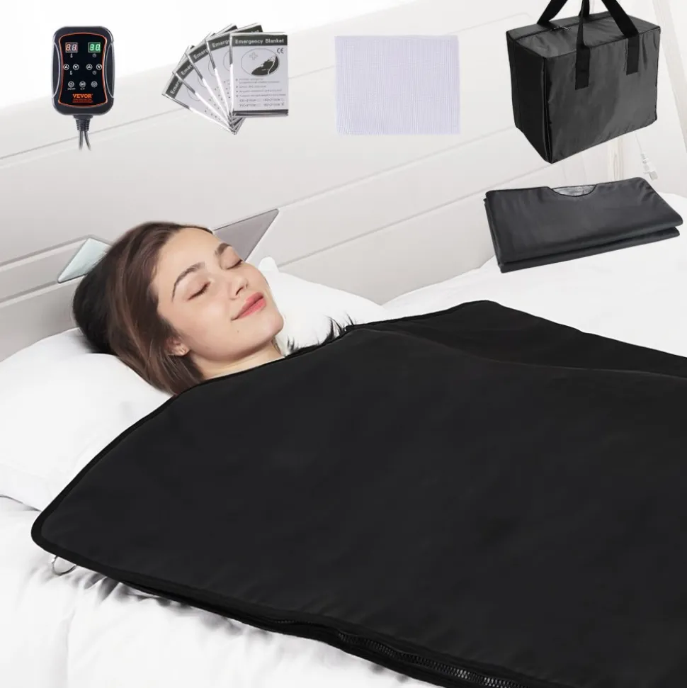 VEVOR Sauna Blanket for Detoxification, Portable Far Infrared Sauna for Home Relaxation, 1-6 Level Adjustable Temprature Rannge 95-185℉, 1-60 Minutes Timer, Far Infrared Carbon Heating Sauna Bag