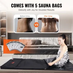 VEVOR Sauna Blanket for Detoxification, Portable Far Infrared Sauna for Home, PU Sauna Bag w/ Therapy Stones & Carbon Fiber Heating, 1-6 Level Adjustable Temp 95-185℉, 1-60 Minutes Timer, 75 x 35in