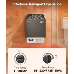 VEVOR Sauna Heater, 2KW AC 120V Electric Sauna Stove, Dry Steam Bath Saunas Stove with Pre-Drilled Bracket, Fit 52.9 to 88.2 CU.FT Saunas Rooms, Steam Bath Stoves for Home, Commercial, Leisure Venues