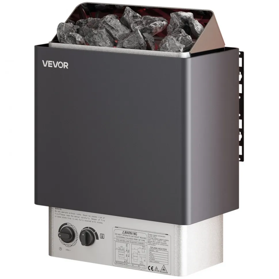 VEVOR Sauna Heater, 6KW 220V Electric Sauna Stove, Steam Bath Sauna Heater with Built-In Controls, 3h Timer and Adjustable Temp for Max. 176-318 Cubic Feet, Home Hotel Spa Shower Use