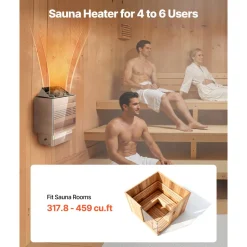 VEVOR Sauna Heater, 9KW 220V Electric Sauna Stove, Steam Bath Sauna Heater with External Digital Controller, 3h Timer and Adjustable Temp for Max. 317-459 Cubic Feet, Home Hotel Spa Shower Use