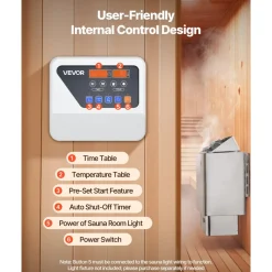 VEVOR Sauna Heater, 9KW 220V Electric Sauna Stove, Steam Bath Sauna Heater with External Digital Controller, 3h Timer and Adjustable Temp for Max. 317-459 Cubic Feet, Home Hotel Spa Shower Use