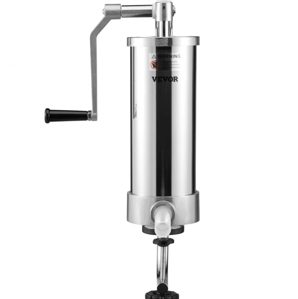 VEVOR Sausage Stuffer, 5LBS/3L Capacity, 304 Stainless Steel Vertical Sausage Stuffer, Sausage Filling Machine with 3 Stuffing Tubes, Suction Base and Manual Crank for Household or Commercial Use