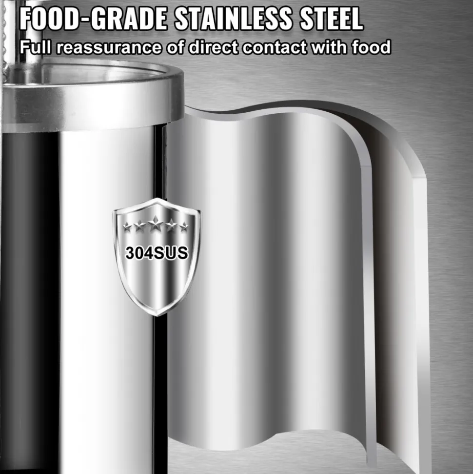VEVOR Sausage Stuffer, 5LBS/3L Capacity, 304 Stainless Steel Vertical Sausage Stuffer, Sausage Filling Machine with 3 Stuffing Tubes, Suction Base and Manual Crank for Household or Commercial Use