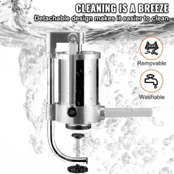 VEVOR Sausage Stuffer, 2.5LBS/1.5L Capacity, 304 Stainless Steel Vertical Sausage Stuffer, Sausage Filling Machine with 3 Stuffing Tubes, Suction Base and Manual Crank for Household or Commercial Use