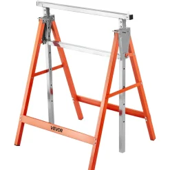 VEVOR Saw Horses, 2 Pack Folding Work Horses, 440 lbs Load Capacity Sawhorse with Heavy Duty Legs, Adjustable Height Saw Horse with Non-Slip Foot Pads, for Woodworking, Carpenters & Contractors