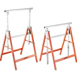 VEVOR Saw Horses, 2 Pack Folding Work Horses, 440 lbs Load Capacity Sawhorse with Heavy Duty Legs, Adjustable Height Saw Horse with Non-Slip Foot Pads, for Woodworking, Carpenters & Contractors