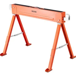 VEVOR Saw Horses, 2 Pack Folding Work Horses, 1323 lbs Load Capacity Sawhorse with Heavy Duty Legs, All-Metal Portable Saw Horse with Non-Slip Foot Pads, for Woodworking, Carpenters & Contractors