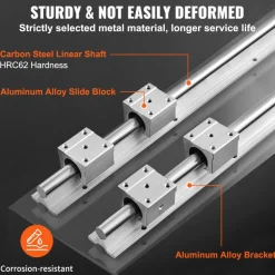 VEVOR SBR20 1200mm Linear Guide Set, Comes with Two 47.2-inch SBR20 Rails and Four SBR20UU Bearings, Perfect for Crafting CNC Routers and Automation Equipment