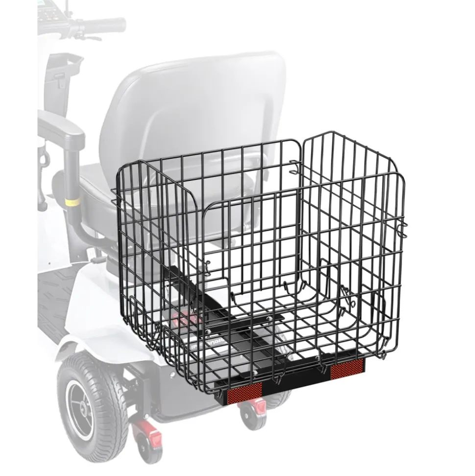 VEVOR Scooter Rear Basket, Folding Metal Wire Basket, Heavy Duty & Spacious Cargo Basket, Works with 1-inch Receiver, Compatible with Most Golden, Drive & Pride Mobility Scooter
