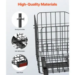 VEVOR Scooter Rear Basket, Folding Metal Wire Basket, Heavy Duty & Spacious Cargo Basket, Works with 1-inch Receiver, Compatible with Most Golden, Drive & Pride Mobility Scooter
