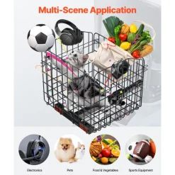 VEVOR Scooter Rear Basket, Folding Metal Wire Basket, Heavy Duty & Spacious Cargo Basket, Works with 1-inch Receiver, Compatible with Most Golden, Drive & Pride Mobility Scooter