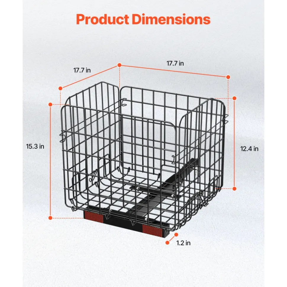 VEVOR Scooter Rear Basket, Folding Metal Wire Basket, Heavy Duty & Spacious Cargo Basket, Works with 1-inch Receiver, Compatible with Most Golden, Drive & Pride Mobility Scooter