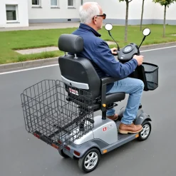 VEVOR Scooter Rear Basket, Folding Metal Wire Basket, Heavy Duty & Spacious Cargo Basket, Works with 1-inch Receiver, Compatible with Most Golden, Drive & Pride Mobility Scooter
