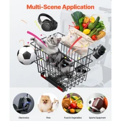 VEVOR Scooter Rear Basket, Heavy Duty Metal Wire Basket with Handle, Spacious Cargo Basket, Works with 1-inch Receiver, Compatible with Most Golden, Drive & Pride Mobility Scooter
