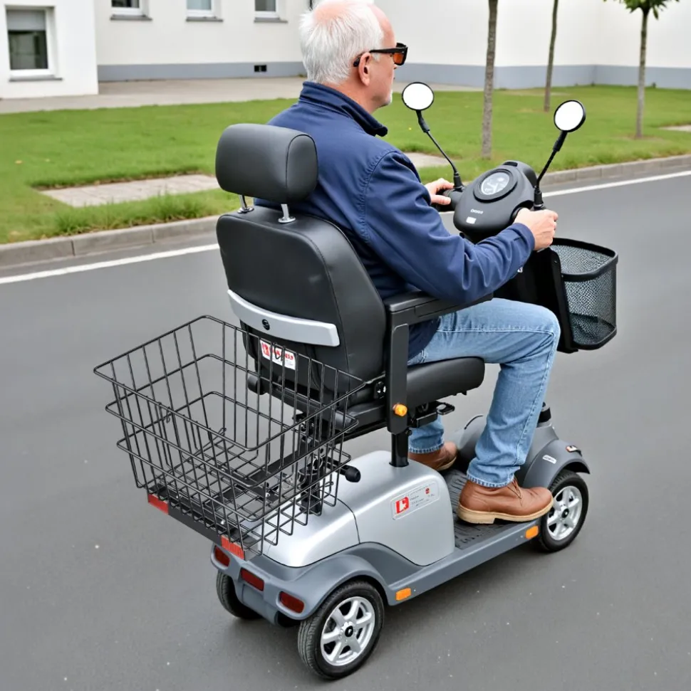 VEVOR Scooter Rear Basket, Heavy Duty Metal Wire Basket with Handle, Spacious Cargo Basket, Works with 1-inch Receiver, Compatible with Most Golden, Drive & Pride Mobility Scooter
