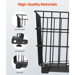 VEVOR Scooter Rear Basket, Heavy Duty Metal Wire Basket with Handle, Spacious Cargo Basket, Works with 1-inch Receiver, Compatible with Most Golden, Drive & Pride Mobility Scooter