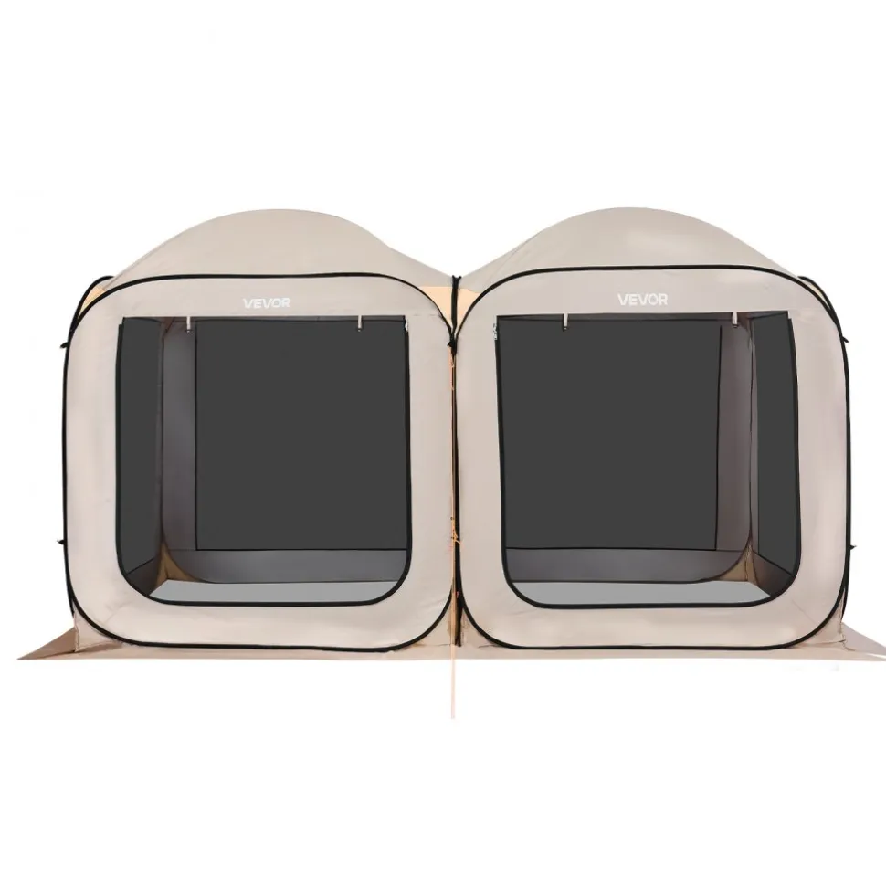 VEVOR Screen House Tent, 12 x 6 ft, 2 in 1 Pop Up Screen Tent, Portable Screened in Canopy with Carry Bag, Netting Sides, Ground Stakes, for Garden, Patio, Backyard, and Outdoor Activities, Beige