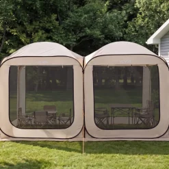 VEVOR Screen House Tent, 12 x 6 ft, 2 in 1 Pop Up Screen Tent, Portable Screened in Canopy with Carry Bag, Netting Sides, Ground Stakes, for Garden, Patio, Backyard, and Outdoor Activities, Beige