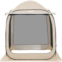 VEVOR Screen House Tent, 6 x 6 ft, 4-6 Person Pop Up Screen Tent with Extended Awning, Portable Screened in Canopy with Carry Bag, Netting Sides, for Patio, Backyard, and Outdoor Activities, Beige