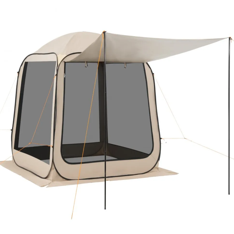 VEVOR Screen House Tent, 6 x 6 ft, 4-6 Person Pop Up Screen Tent with Extended Awning, Portable Screened in Canopy with Carry Bag, Netting Sides, for Patio, Backyard, and Outdoor Activities, Beige