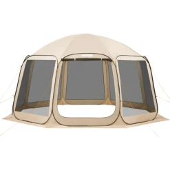 VEVOR Screen House Tent, 12 x 11 ft, 10-12 Person Pop Up Screen Tent with Extended Awning, Portable Screened in Canopy with Carry Bag, Netting Sides, for Patio, Backyard, and Outdoor Activities, Beige