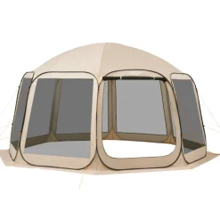 VEVOR Screen House Tent, 12 x 11 ft, 10-12 Person Pop Up Screen Tent with Extended Awning, Portable Screened in Canopy with Carry Bag, Netting Sides, for Patio, Backyard, and Outdoor Activities, Beige