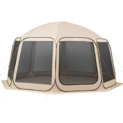 VEVOR Screen House Tent, 12 x 11 ft, 10-12 Person Pop Up Screen Tent with Extended Awning, Portable Screened in Canopy with Carry Bag, Netting Sides, for Patio, Backyard, and Outdoor Activities, Beige