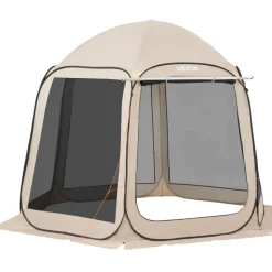 VEVOR Screen House Tent, 10 x 9.2 ft, 4-8 Person Pop Up Screen Tent with Extended Awning, Portable Screened in Canopy with Carry Bag, Netting Sides, for Patio, Backyard, and Outdoor Activities, Beige