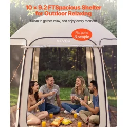 VEVOR Screen House Tent, 10 x 9.2 ft, 4-8 Person Pop Up Screen Tent with Extended Awning, Portable Screened in Canopy with Carry Bag, Netting Sides, for Patio, Backyard, and Outdoor Activities, Beige