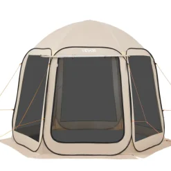 VEVOR Screen House Tent, 10 x 9.2 ft, 4-8 Person Pop Up Screen Tent with Extended Awning, Portable Screened in Canopy with Carry Bag, Netting Sides, for Patio, Backyard, and Outdoor Activities, Beige