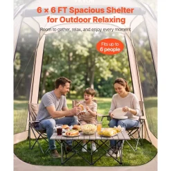 VEVOR Screen House Tent, 6 x 6 ft, 4-6 Person Pop Up Screen Tent, Portable Screened in Canopy with Carry Bag, Netting Sides, Ground Stakes, for Garden, Patio, Backyard, and Outdoor Activities, Beige