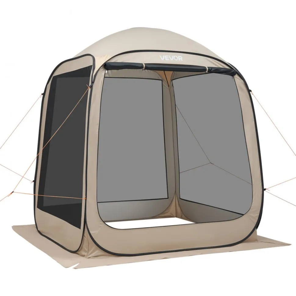 VEVOR Screen House Tent, 6 x 6 ft, 4-6 Person Pop Up Screen Tent, Portable Screened in Canopy with Carry Bag, Netting Sides, Ground Stakes, for Garden, Patio, Backyard, and Outdoor Activities, Beige