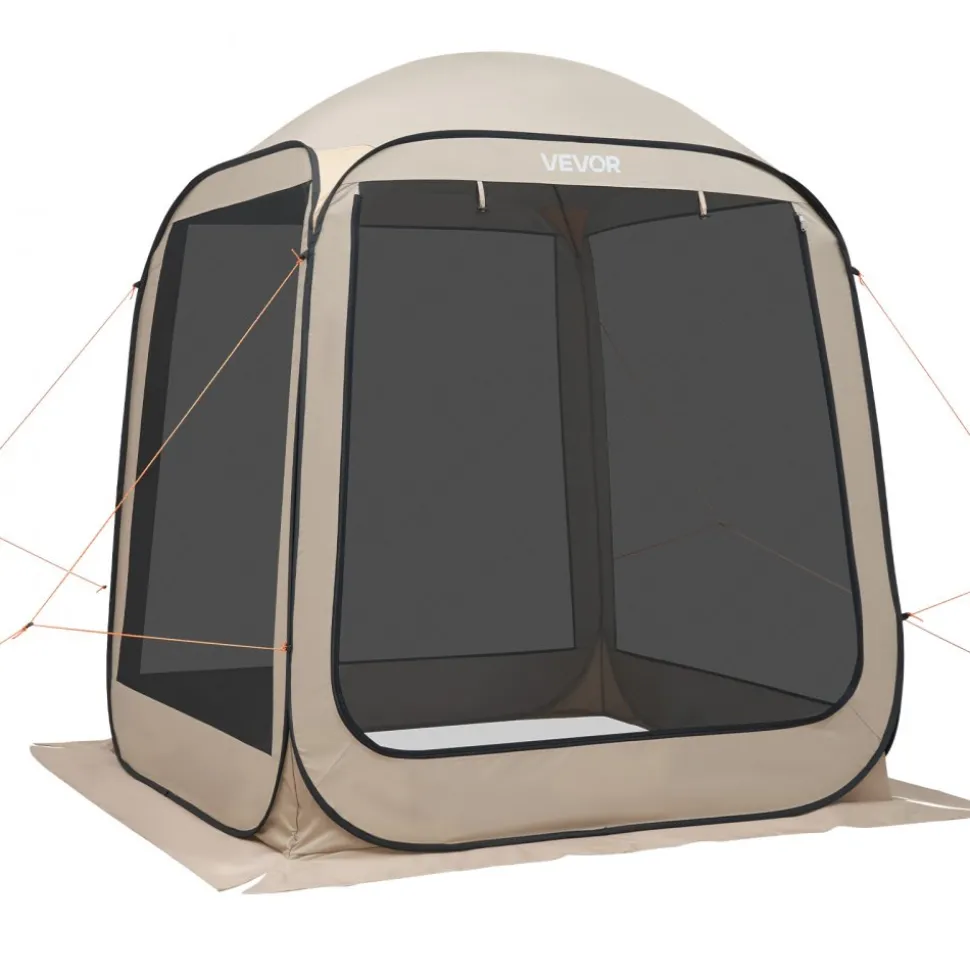 VEVOR Screen House Tent, 6 x 6 ft, 4-6 Person Pop Up Screen Tent, Portable Screened in Canopy with Carry Bag, Netting Sides, Ground Stakes, for Garden, Patio, Backyard, and Outdoor Activities, Beige